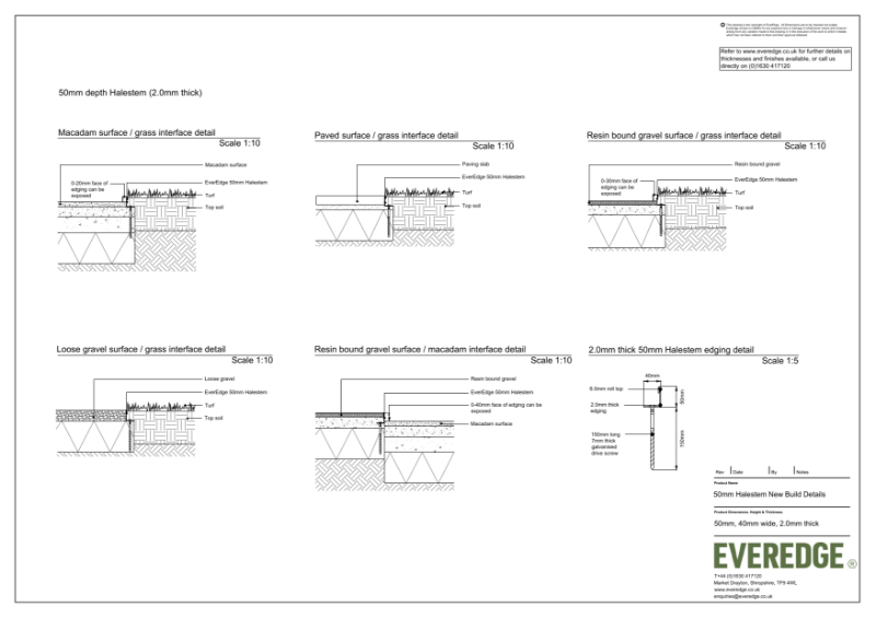 EverEdge Halestem 50mm Edging CAD Drawing