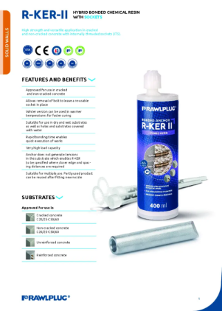 Rawlplug®  KER-II for use with Sockets - Data Sheet