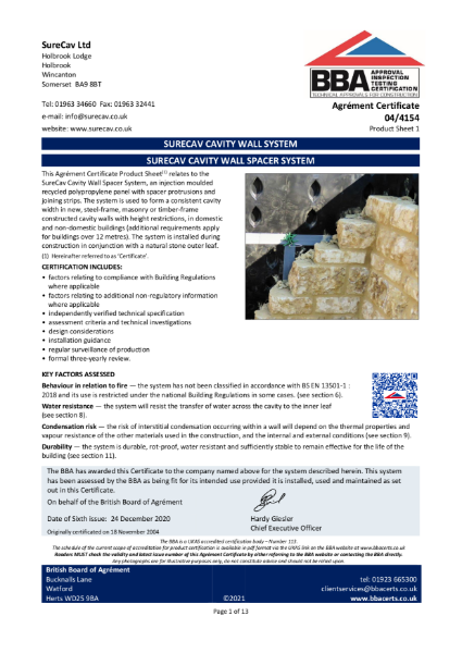 BBA Certificate 04/4154