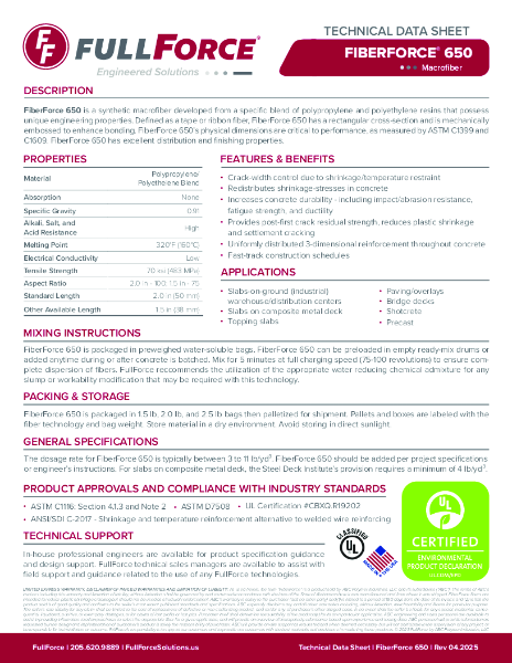 FullForce FiberForce 650 - TDS