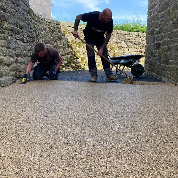 Caramelita Resin Bound Path and Patio at Countryside Property in Chesterfield