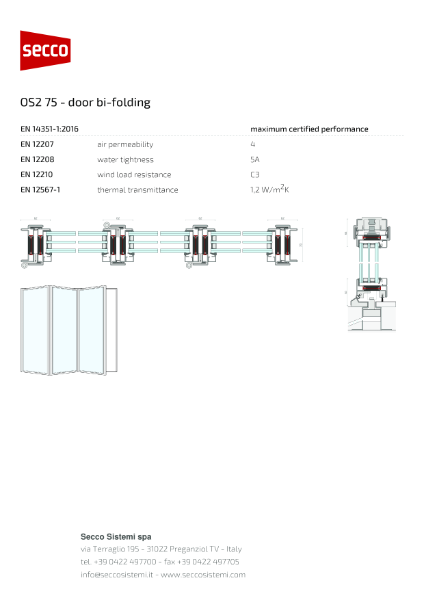 Secco Sistemi - OS2 75 - door bi-folding