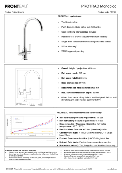 PT1190 PRONTEAU™ ProTrad in Chrome - Consumer Specification