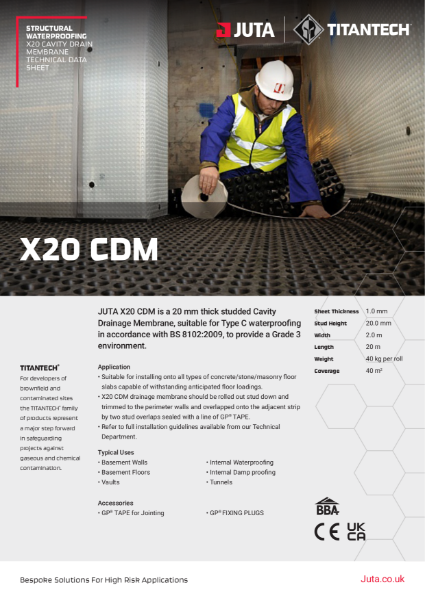 JUTA X20 CDM - Cavity Drain Membrane