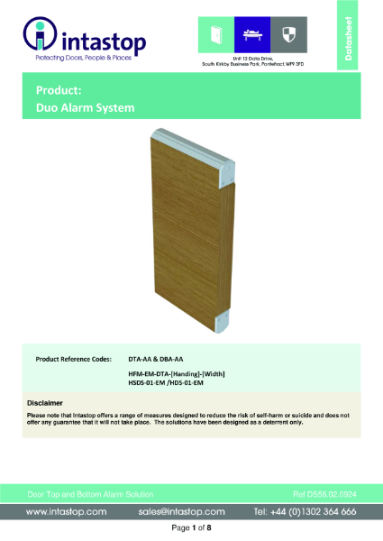 Data Sheet - Duo Alarm System