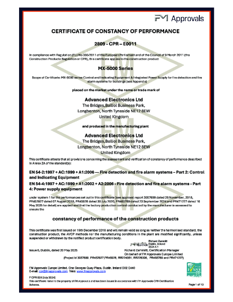 Certificate of Constancy of Performance