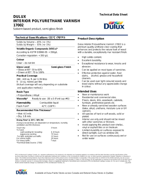 Dulux Interior Polyurethane Varnish 17002