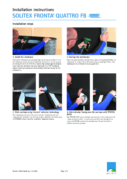 Pro Clima Solitex Fronta Quattro FB Connect Installation Instructions