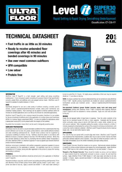 Level IT Super 30 Technical Datasheet