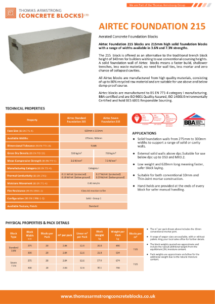 Airtec 215 Foundation Block Datasheet