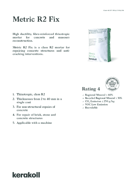 Metrix R2 Fix - Product Data Sheet