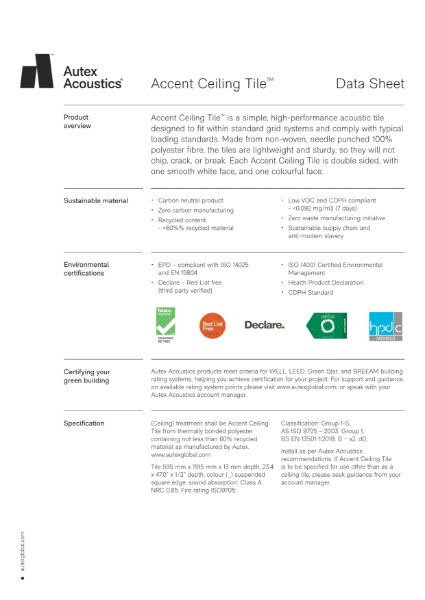 Accent Ceiling Tiles Datasheet