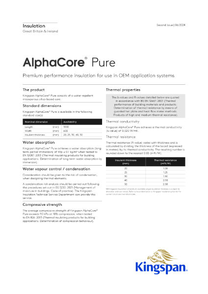 Kingspan AlphaCore Pure - 06/24