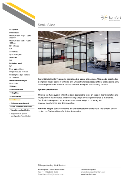 Sonik Slide Datasheet