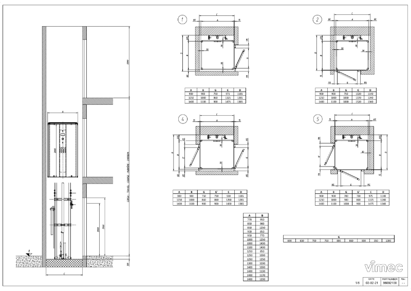 Cabin Platformlift Easy Move by Vimec - Technical Drawings