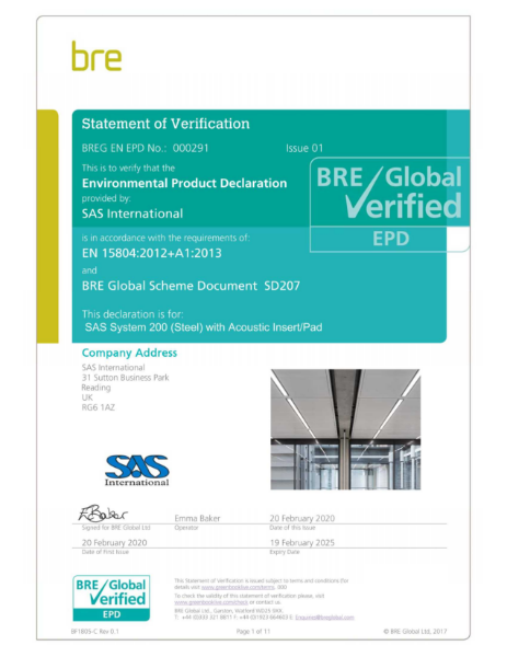 SAS200 Acoustic Insert EPD