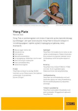 Teknisk data - Ytong Plate