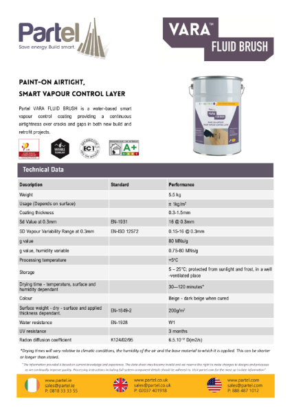 VARA FLUID BRUSH Technical Data Sheet