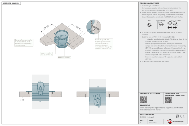 CR60 DW145 compliant installation guide - floor/ceiling