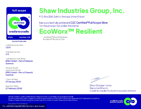 EcoWorx Resilient V40 Silver Certificate - Shaw Industries (03-24-2026 06-21-01.93)