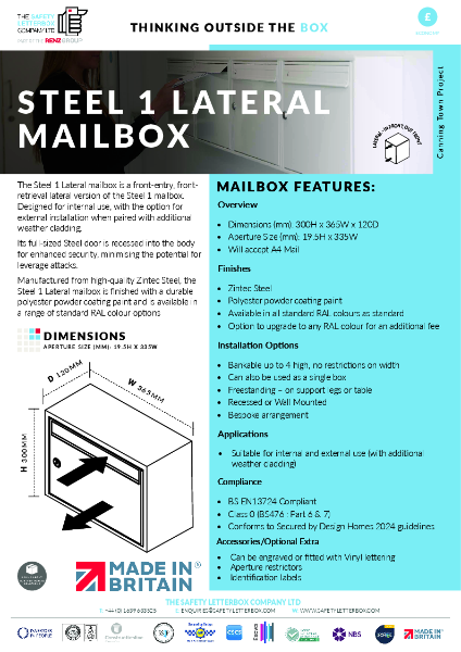 Steel 1 -  Lateral Mailbox Datasheet