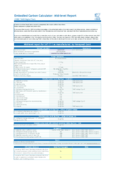 Honeywell Gent S4T-711 Self Testing Dual optical Heat Sensor CIBSE Embodied Carbon Calculator