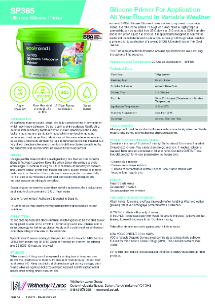 ecorend SP365 Ultimate Silicone Primer - TDS