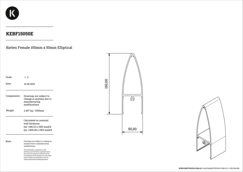 KEB15050FE 150 x 50 mm elliptical (F) batten