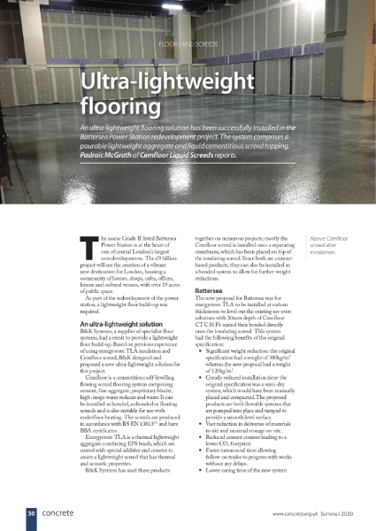 Floors and Screeds - Ultra-lightweight flooring