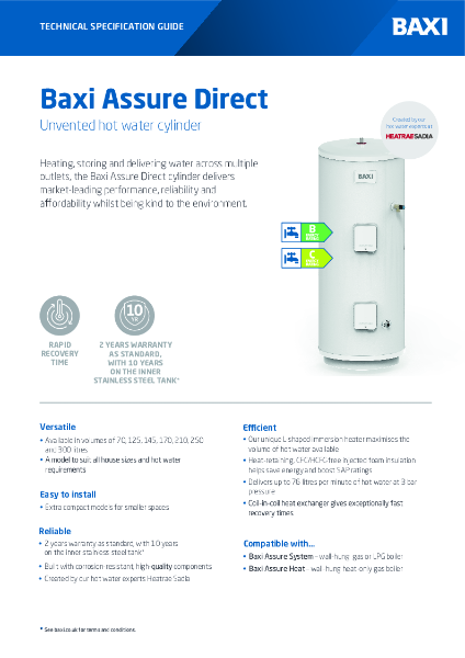 Baxi Assure Direct - Specification Sheet