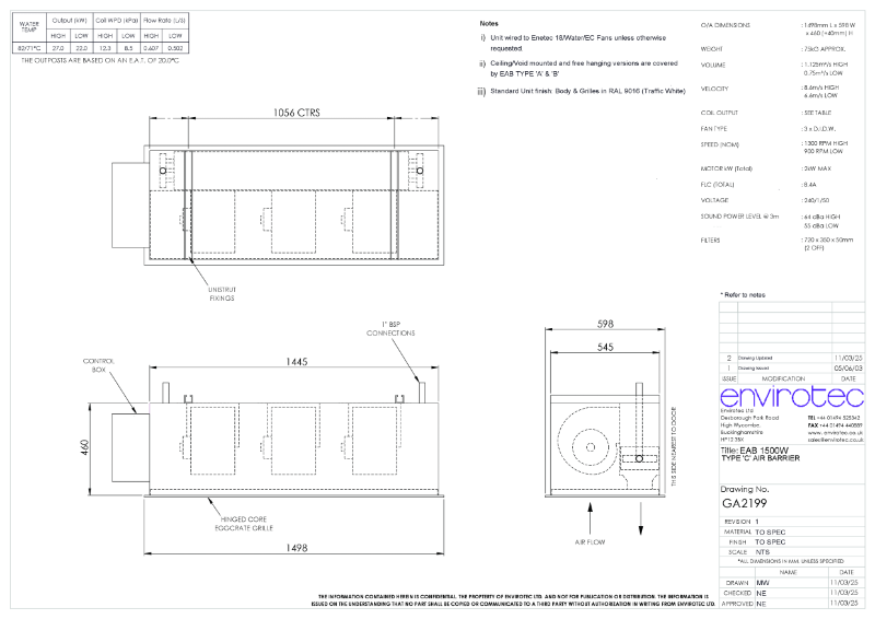 GA2199 - EAB 1500W TYPE C AIR BARRIER