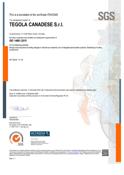 TEGOLA ISO 14001