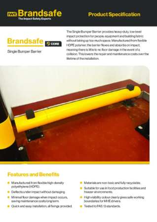 Polymer Single Bumper Safety Barrier - Brandsafe Spec Sheet