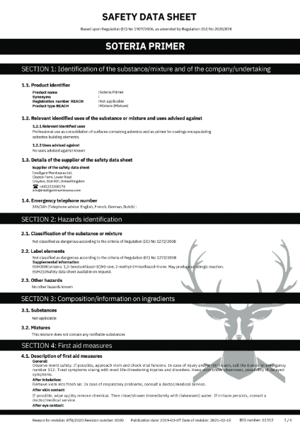 Soteria - Safety Data Sheet