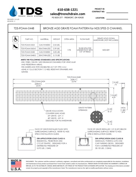 Bronze Age Grate Foam Pattern for NDS SPEE-D Channel