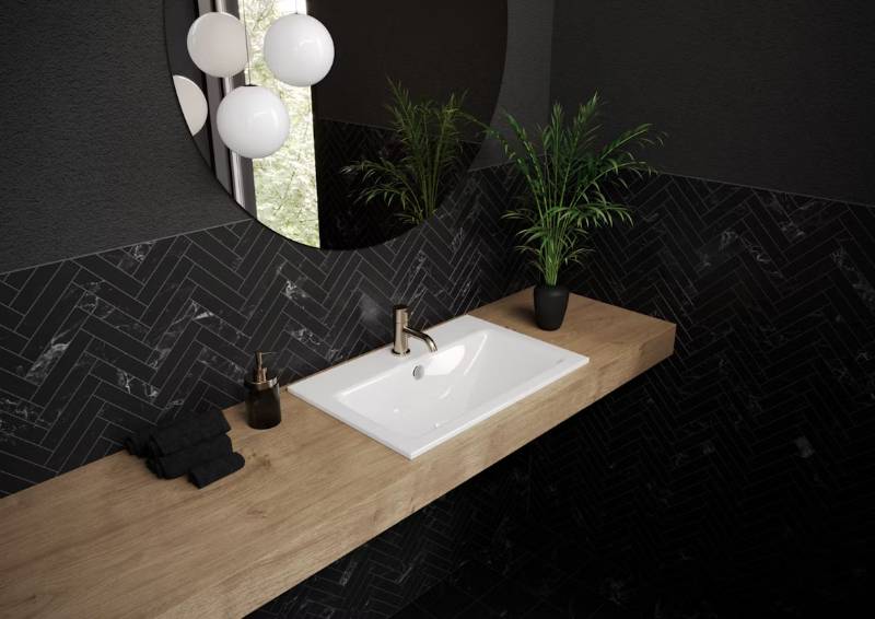Object Q and Object R Built-in Washbasins