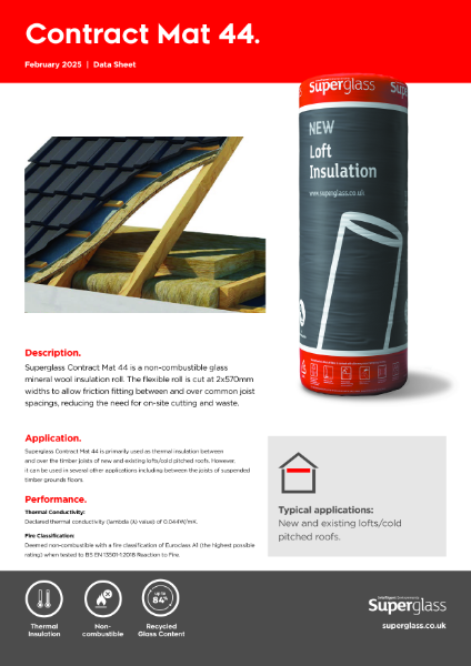 Superglass Contract  Mat 44 Loft Insulation - Datasheet