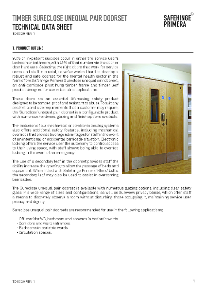 TDS020 - Timber Sureclose Unequal Pair Doorset Technical Datasheet Rev 1