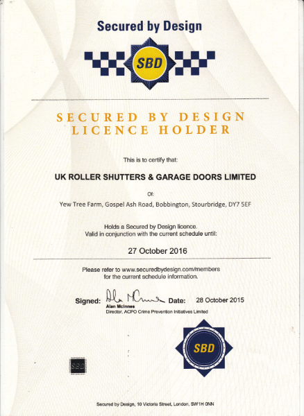 Secured by Design Certificate