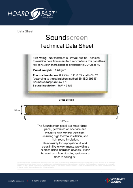 Hoardfast Soundscreen Floor-to-Ceiling - Data Sheets