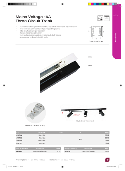 Three Circuit Track Data Sheet