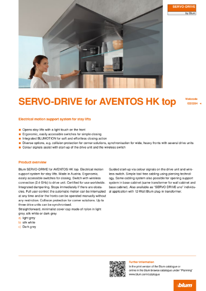 SERVO-DRIVE for AVENTOS HK-top Specification Text