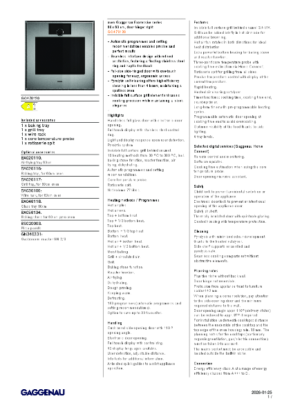 GO470120 Product Specification Sheet