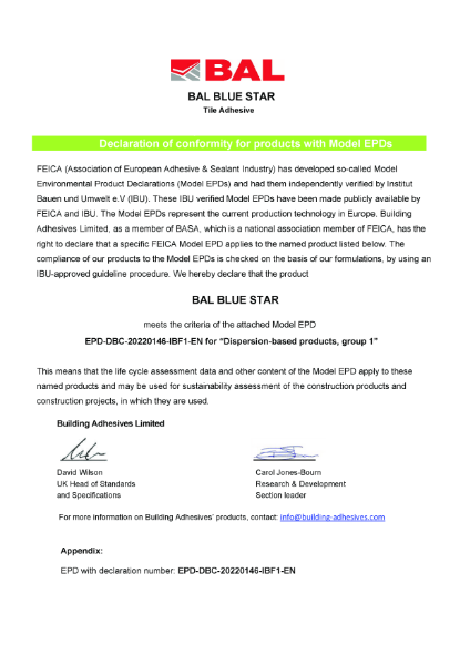 Environmental Product Declaration - BAL Blue Star