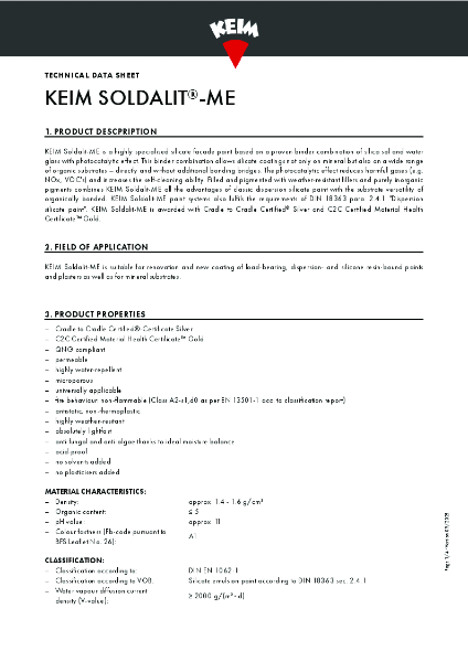 Keim Soldalit ME Technical Data Sheet