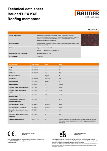 BauderFLEX K4E Roofing membrane (Brown)