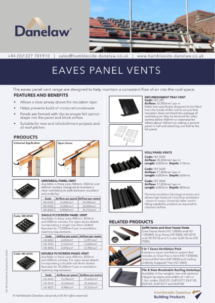 Eaves Panel Vents Data Sheet