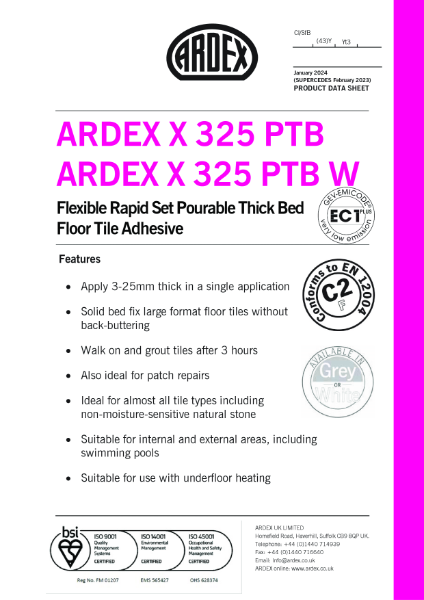 ARDEX X 325 PTB Datasheet