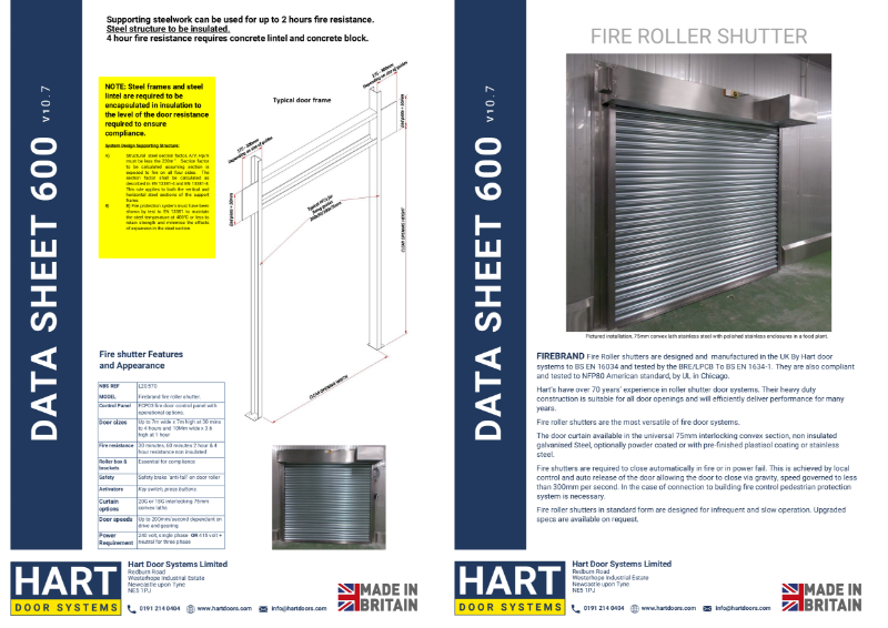 Fire Resistant Roller Shutter - Datasheet