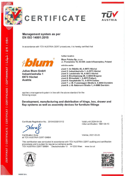 Blum ISO 14001 2015